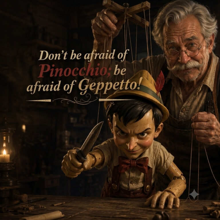 Don’t be afraid of Pinocchio; be afraid of Geppetto!